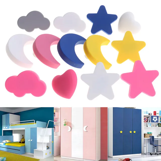 Children Rubber Door Handles Moon Star Cartoon Furniture Cloud Door Knob P~m'