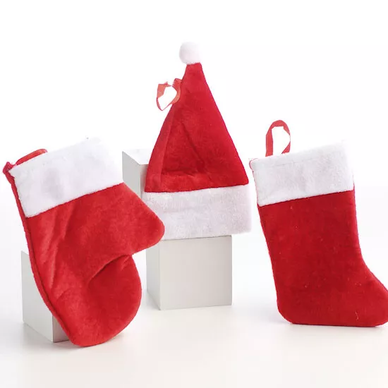 Package of 18- Assorted Stockings, Mittens, and Caps Felt Ornaments 2