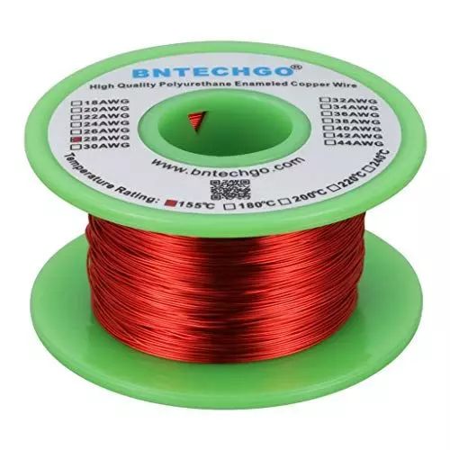 28 AWG Magnet Wire - Enameled Copper Winding 4 oz 0.0122" Diameter 1 Spool...