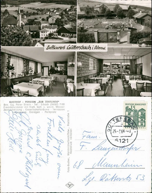 Güttersbach-Mossautal GASTHOF PENSION ZUR ZENTLINDE Bes. Gg.   1966