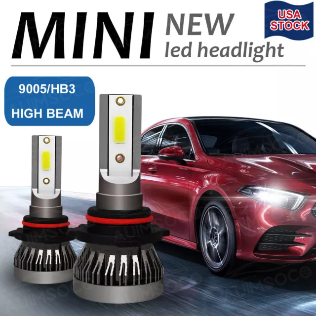 9005/HB3 Car LED Headlight Bulb High or Low 360° LED Beam 6000K 2500LM White 2x