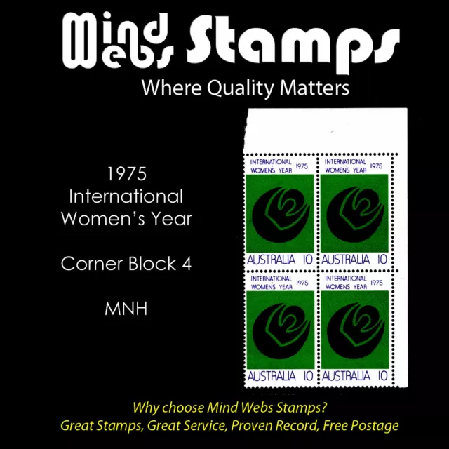 Australian Decimal Stamps 1975 International Women's Year, Corner Block 4, MNH