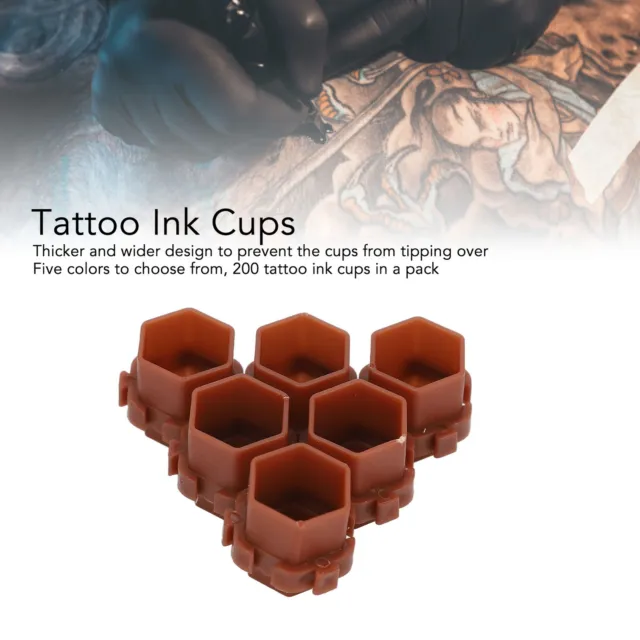 (Marrón) 200x Color Tazas de Tinta para Tatuajes Forma de Colmena Portapigmentos Contenedor SLS