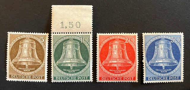 Berlin Mi.Nr. 101**, 102**, 103**, 104 ** 1xOBERRANDSTÜCK Glocke, Klöppel Mitte