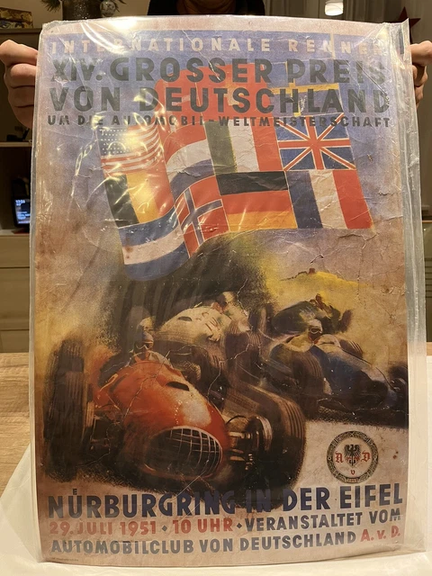 Blechschild Nürburgring Autorennen AVD Grosser Preis von Deutschland 1951/ Eifel