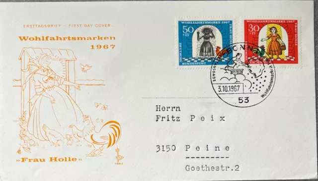 Wohlfahrtsmarke Frau Holle 1967 Ersttagsbrief aus Nachlass 50PF