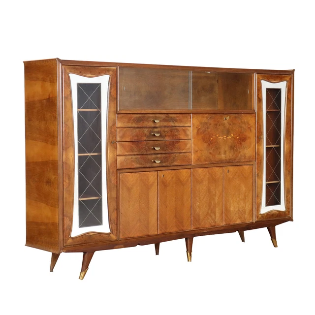 MOBILE CREDENZA IMPIALLACCIATA Noce e Radica Anni 50 Italia 🇮🇹 EUR