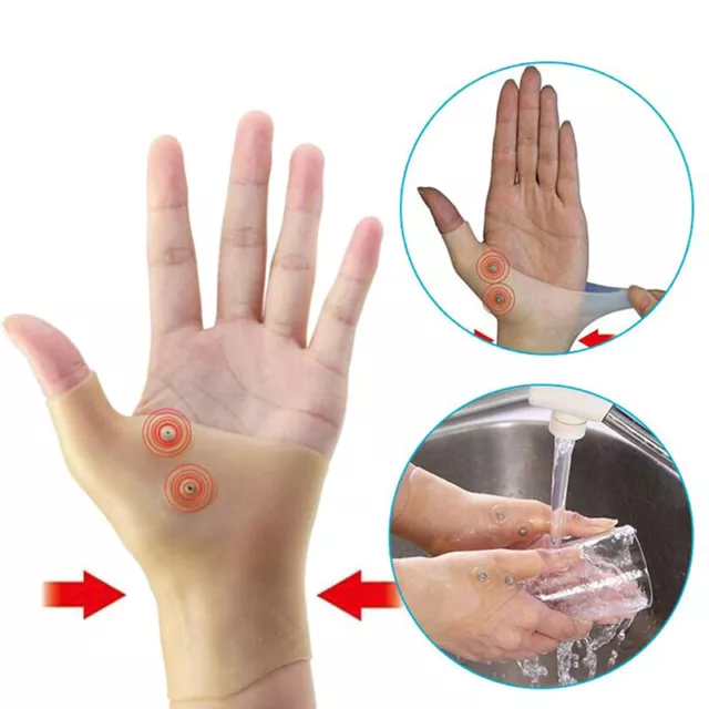 2Pcs Gloves Gel Filled Thumb Hand Wrist Support Arthritis Compression Magneti#km