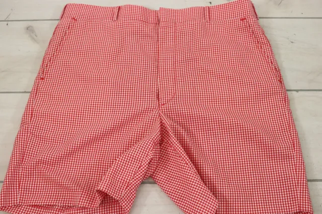 Vintage Mens Cabana Wear Shorts Pink Gingham Plaid 38W Loud Golf Beach Cruise