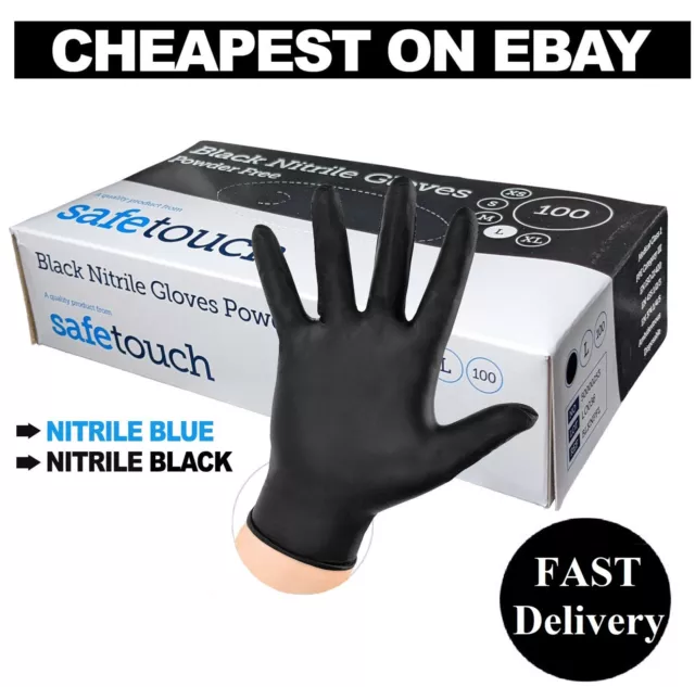 100 Black Nitrile Powder & Latex Free Thick Disposable Gloves Tattoo Mechanic