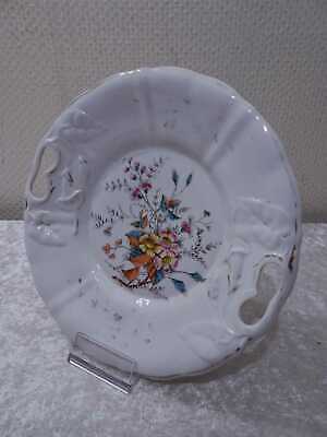 Vintage Um 1900 UM Style Ancien Porcelaine Ajouré Assiette Décorative Fleurs / 
