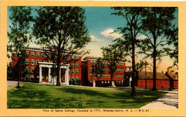 Linen Postcard Salem College Winston-Salem North Carolina NC UNP