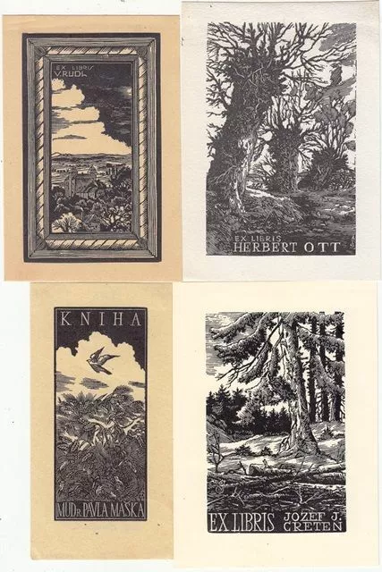 10 Exlibris Bookplate Hochdrucke Antonin Dolezal 1900-1968 Konvolut Lot Ruth