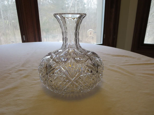 Brilliant Period Cut Glass Crystal Diamond & Fan Carafe / Open Wine Decanter