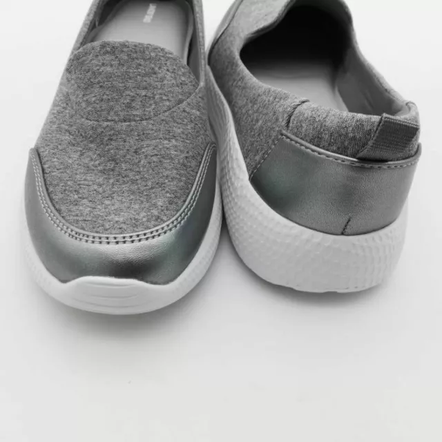 Lands End Womens Comfort Flat Shoes Gray Metallic Fabric Slip On Round Toe 7.5 D 3