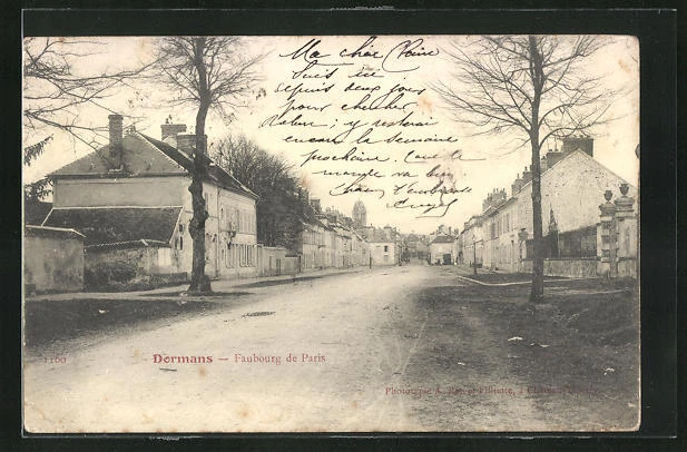 CPA Dormans, Faubourg de Paris, vue de la rue 1904