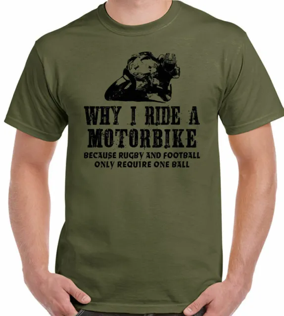 T-shirt moto biker perché ride a uomo divertente moto superbike