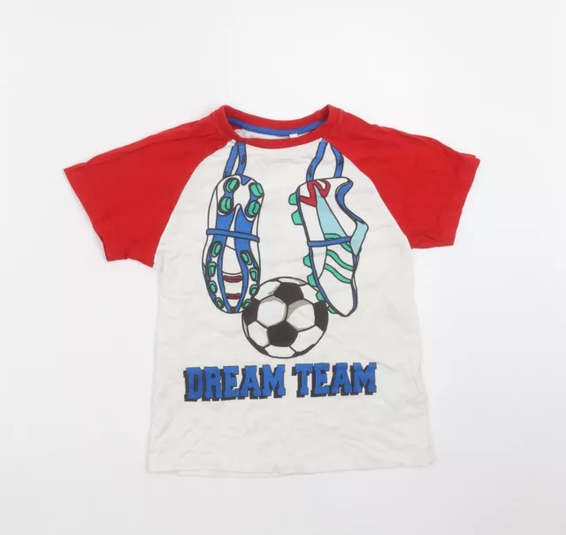 Blue Zoo Boys White Solid Cotton Pyjama Top Size 6-7 Years - Football Boot