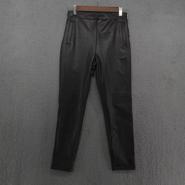 Miss Selfridge Pants Womens 4 Black Faux Leather Petite Skinny Glam NWT