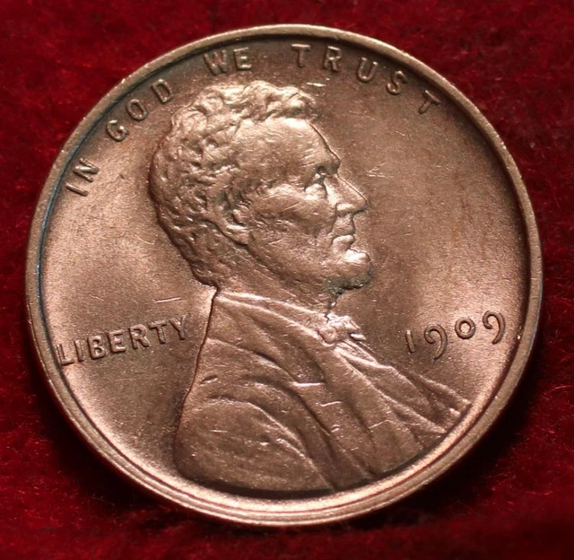 Uncirculated Red 1909 Philadelphia Mint Copper Lincoln Wheat Cent
