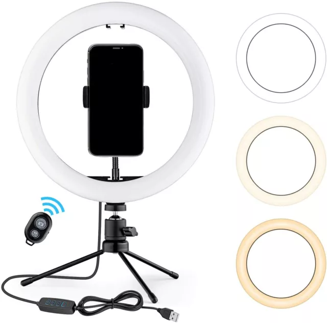 OJelay 10” LED Selfie Ring Light 9cm Tripod Stand & Phone Holder