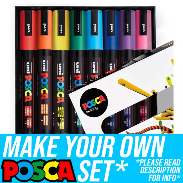 Uni Posca Paint Marker Art Pens PC-5M Medium Wallet Set of 8