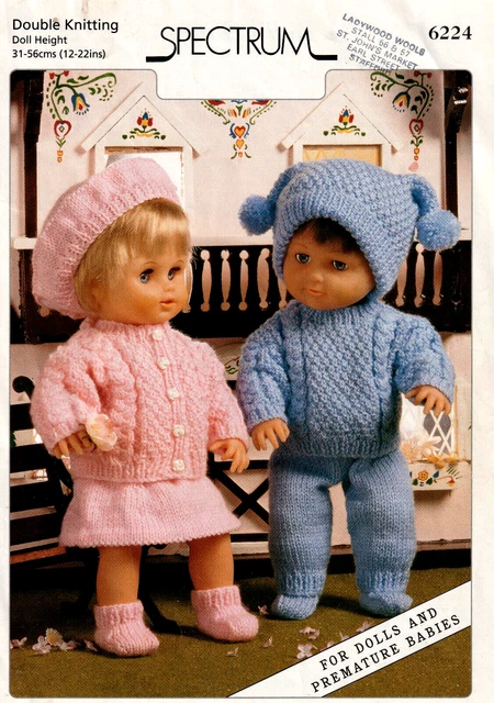 SPECTRUM DK DOLL KNITTING PATTERN Baby Dolls Clothes Sweater Trousers ...