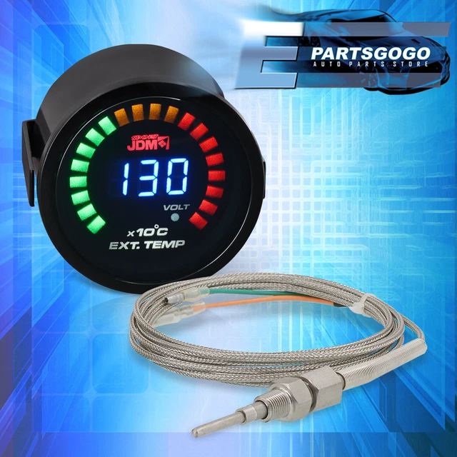 For EVO WRX STI 2" 52MM Temperature EGT BLU Digital LED Auto Gauge Meter