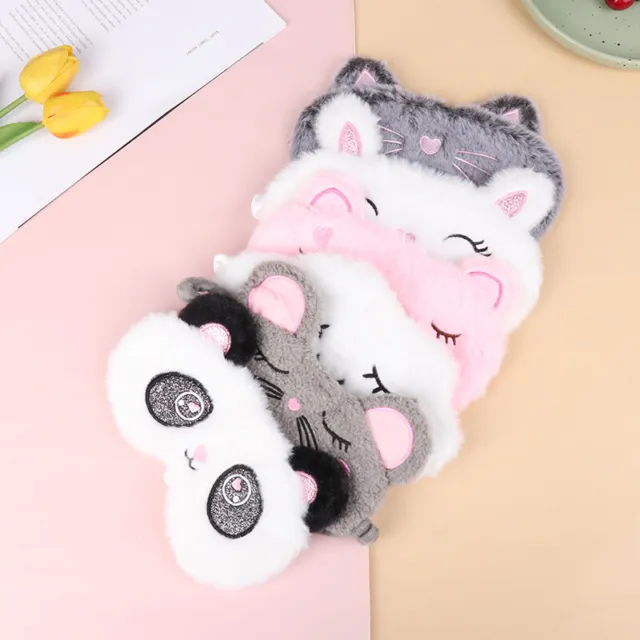 1 Cute Sleep Mask Eye Cover Soft Plush Cat Panda Rabbit Cloud Kids Women Gift