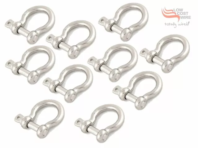 10 Pak of Bow shackle STAINLESS STEEL 8mm G316 suit anchor boat trailer chain