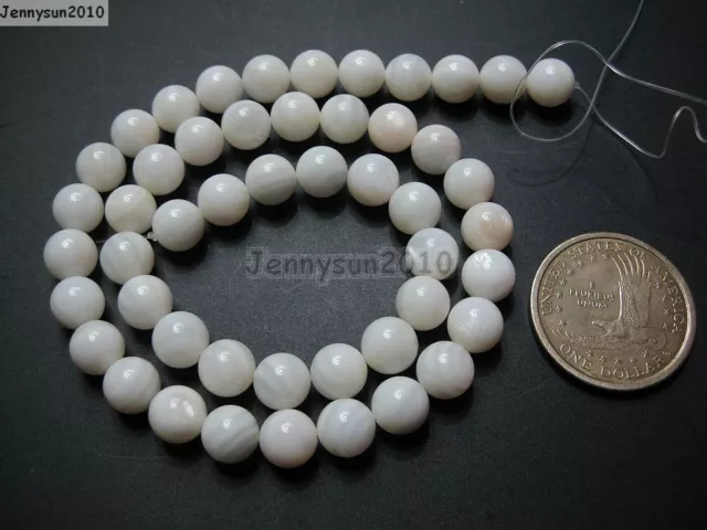 Natural White Mother Of Pearl MOP Shell Round Beads 15.5'' 2mm 3mm 4mm 6mm 8mm