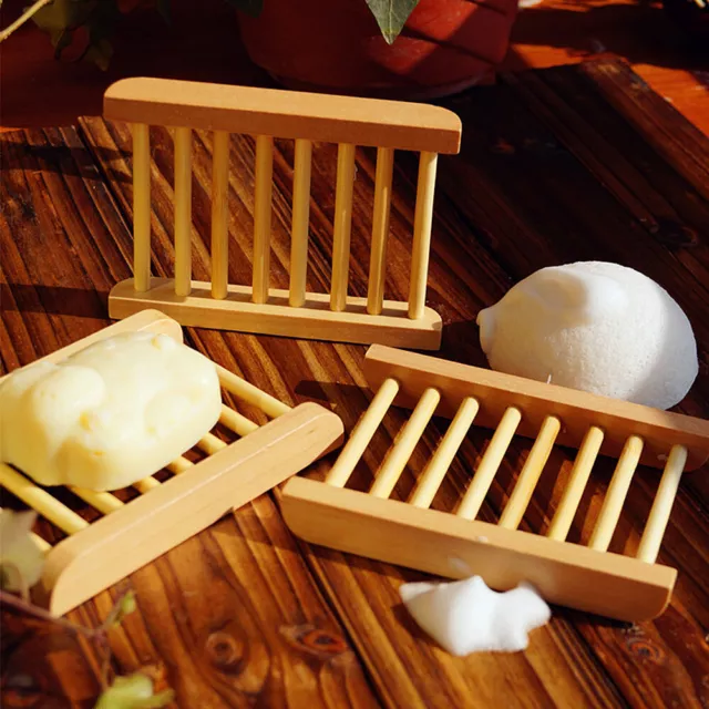 Wooden Soap Dish Rack Holder Case Bathroom Plate Storage Box Shower Bath Home