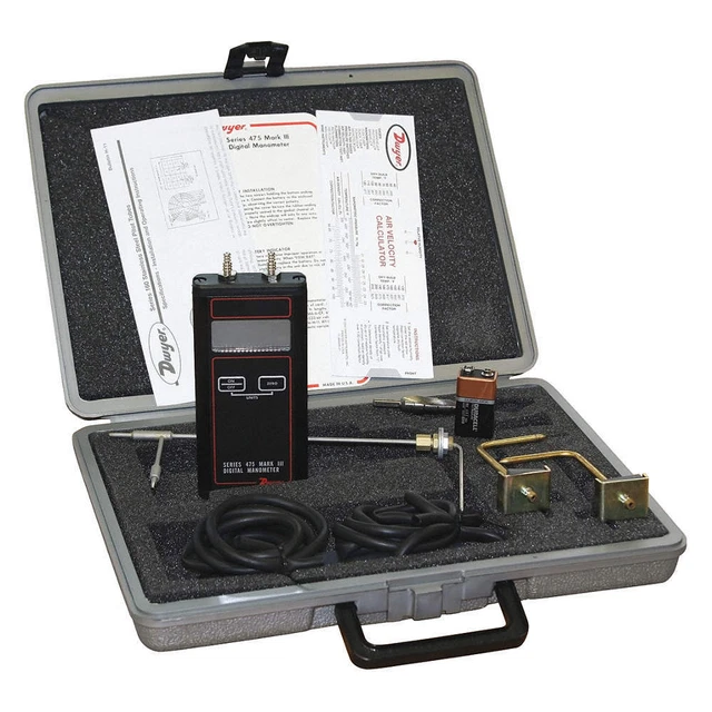 DWYER 475-2-FM-AV Air Manometer Kit,0 in wc to 40 in wc