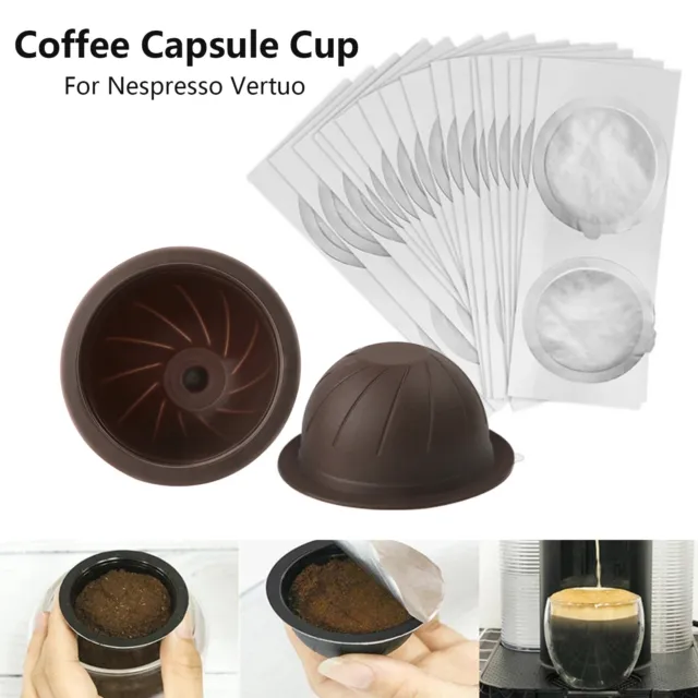 Coffee Capsule Cup Set Reusable Pods Refillable Self Stick For Nespresso Vertuo