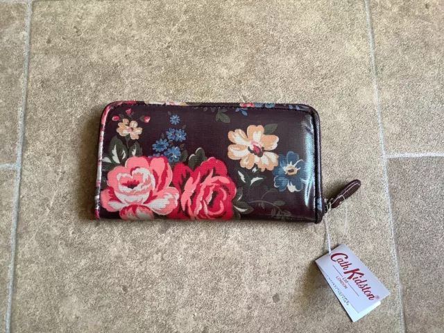 Cath Kidston Oilcloth Brown “Park Rose” Zip Wallet