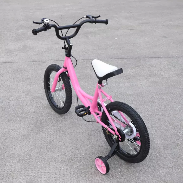 16 Inch Pink Universal Children's Kid's Bicycle with Training Wheels Stabilisers