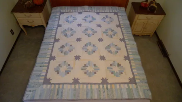 Pastel Star Quilt Scrappy Shabby Chic Style Hand Made With Upcycled Fabric