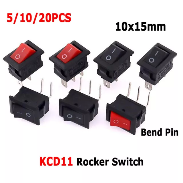 10mmx15mm  KCD11 Rocker Switch 2-3 Pin/Bend Pin 2/3 Way Black&White&Red 3A 250V