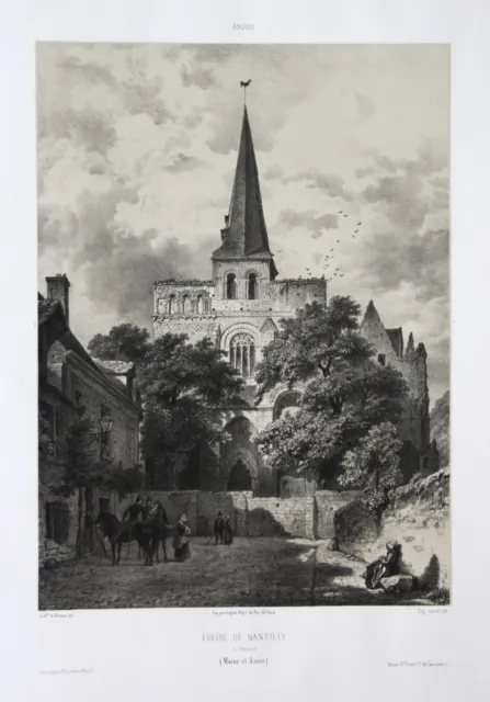 Eglise de Nantilly / a Saumur / Maine et Loire / Anjou Lithographie Wismes