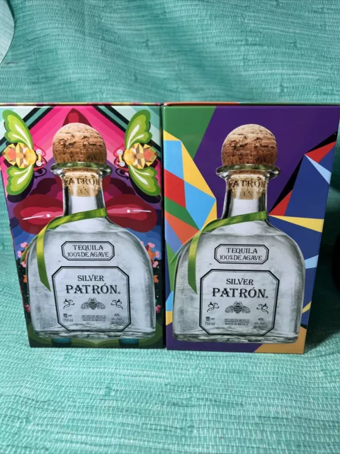 2 PATRON Limited Edition Tin Mexican Heritage Rare Silver Tequila Collectable V3