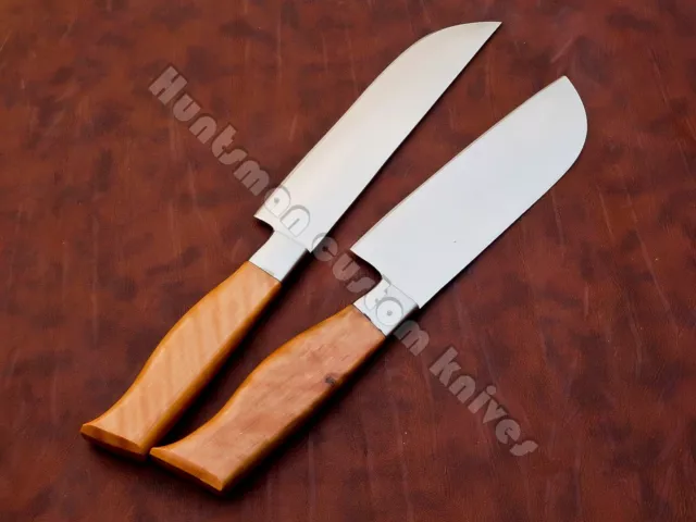 30cm OAL Hand Forged 1 Santoku &1 Chef Knife in L6 and D2 with Olive wood Handle 9