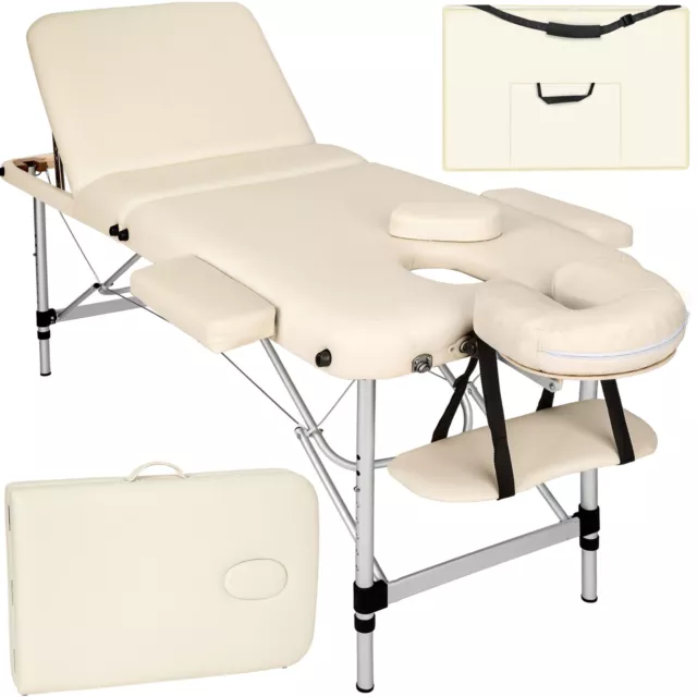 Table de massage Pliante 3 Zones Aluminium Portable + Housse beige OCCASION