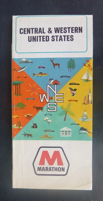 1967 Central & Western United  road  map Marathon oil gas