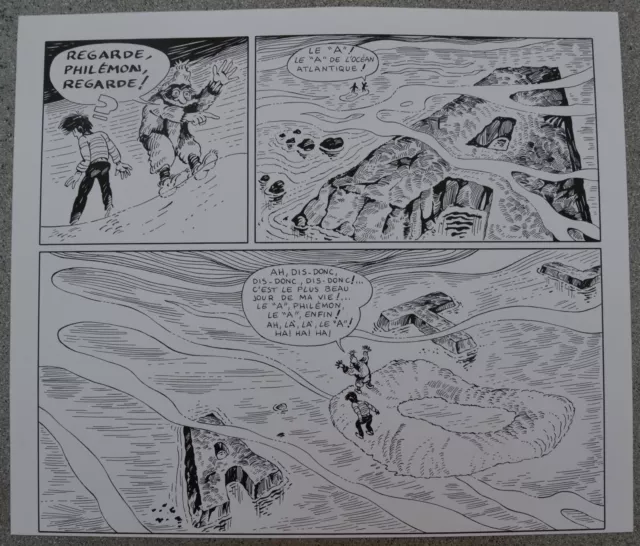 planche dessin ENCRE CHINE BD Bande Dessinée PHILEMON le A de ATLANTIQUE 42*36cm