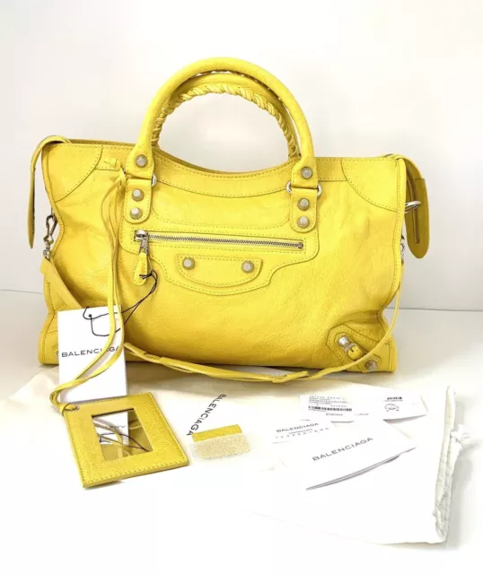 Balenciaga Giant 12 City Arena Leather Satchel Agneau  In Curry 2