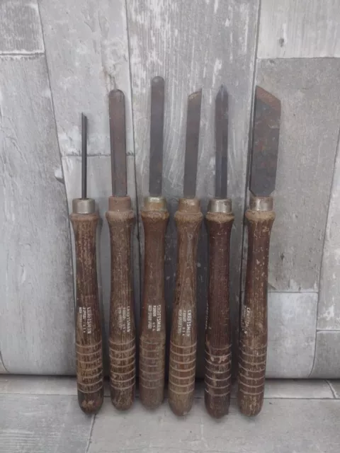 Vintage Craftsman 6 Pc High Speed  Wood Lathe Turning Chisel Tools Set Usa