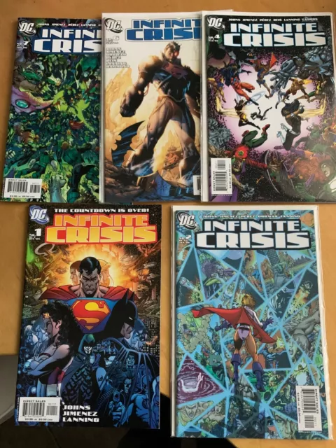 Infinite Crisis #s 1,2,4,6 & 7 of 7 issue DC 2005 series by Johns,Perez,Jiminez+