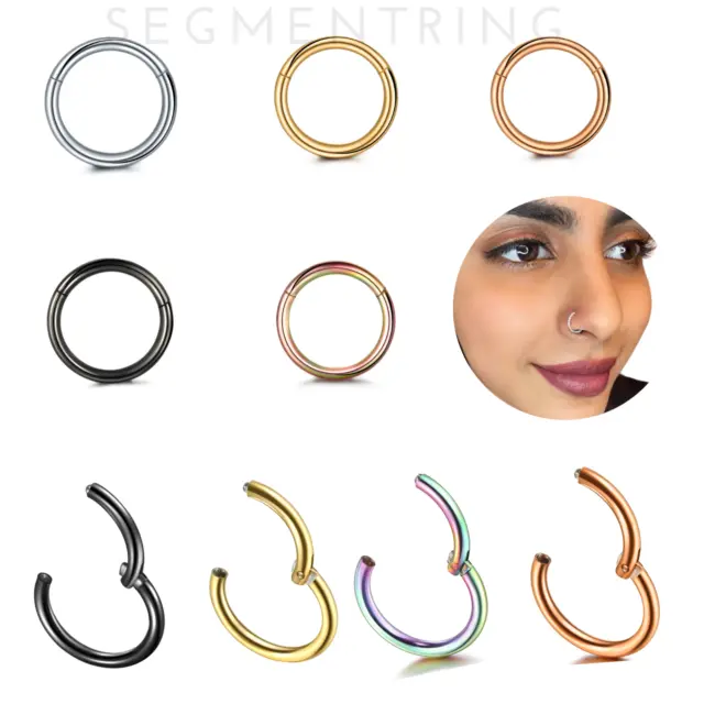 Septum Piercing Clicker Ring Universal Ohr Scharnier Segment Nase Lippe Intim