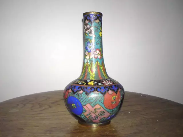 Antique 19th-20th century Chinese Miniature Cloisonne Enamel Bottle Vase