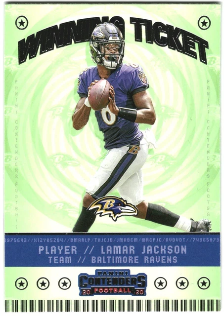 2020 Panini Contenders Lamar Jackson Winning Ticket Baltimore Ravens #WT4